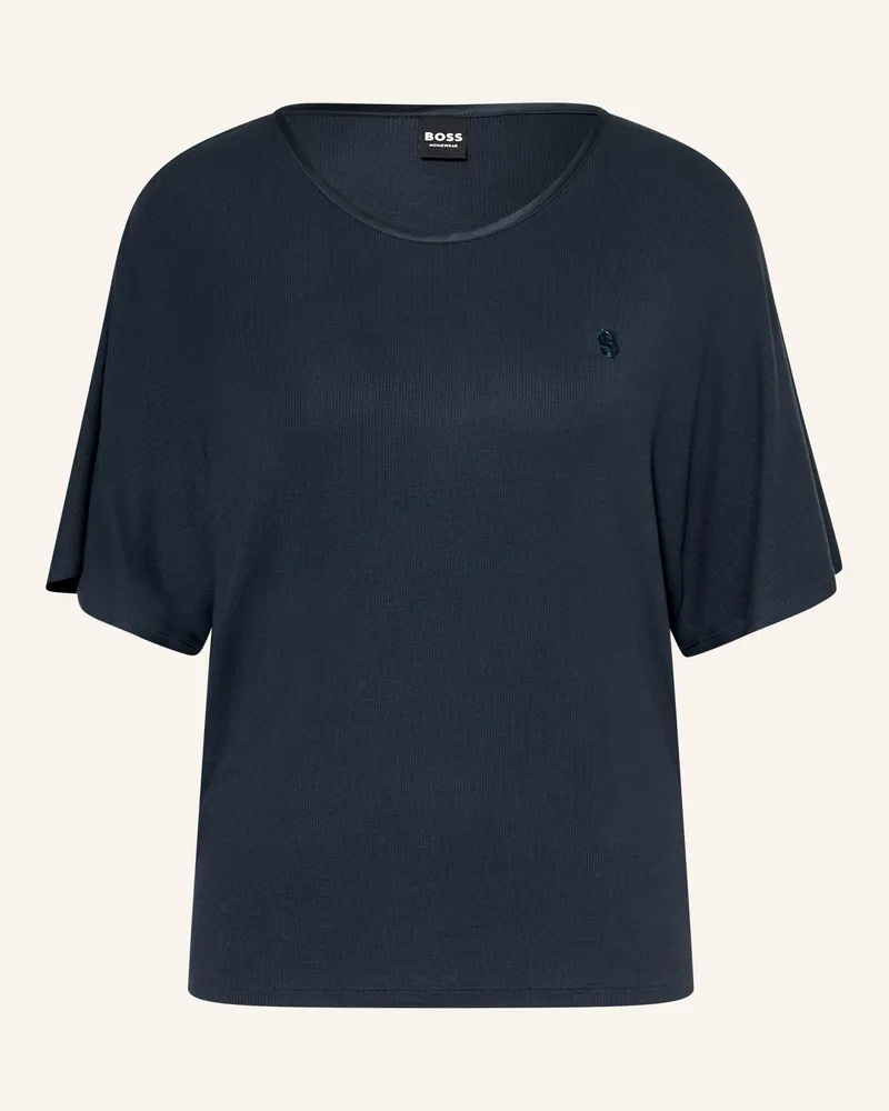 HUGO BOSS Schlafshirt Shiny blau Dunkelblau