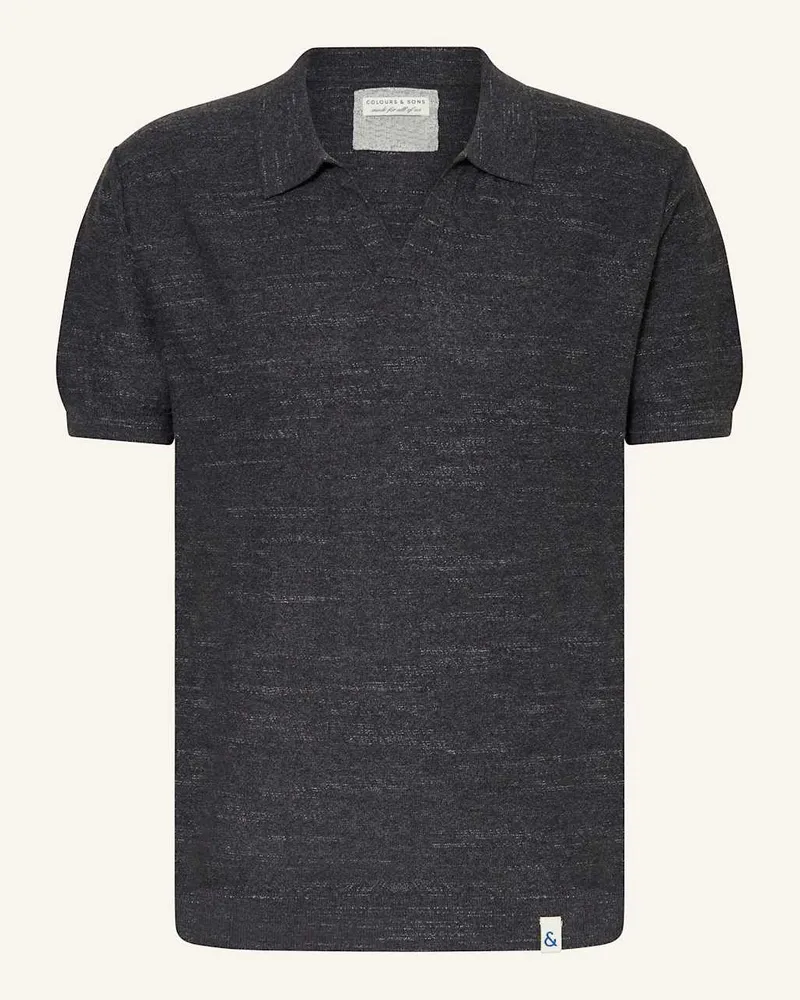 colours & sons Strick-Poloshirt Schwarz