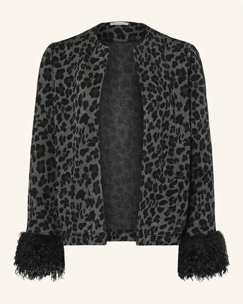 lilienfels Strickjacke Mit Kunstfell grau Schwarz