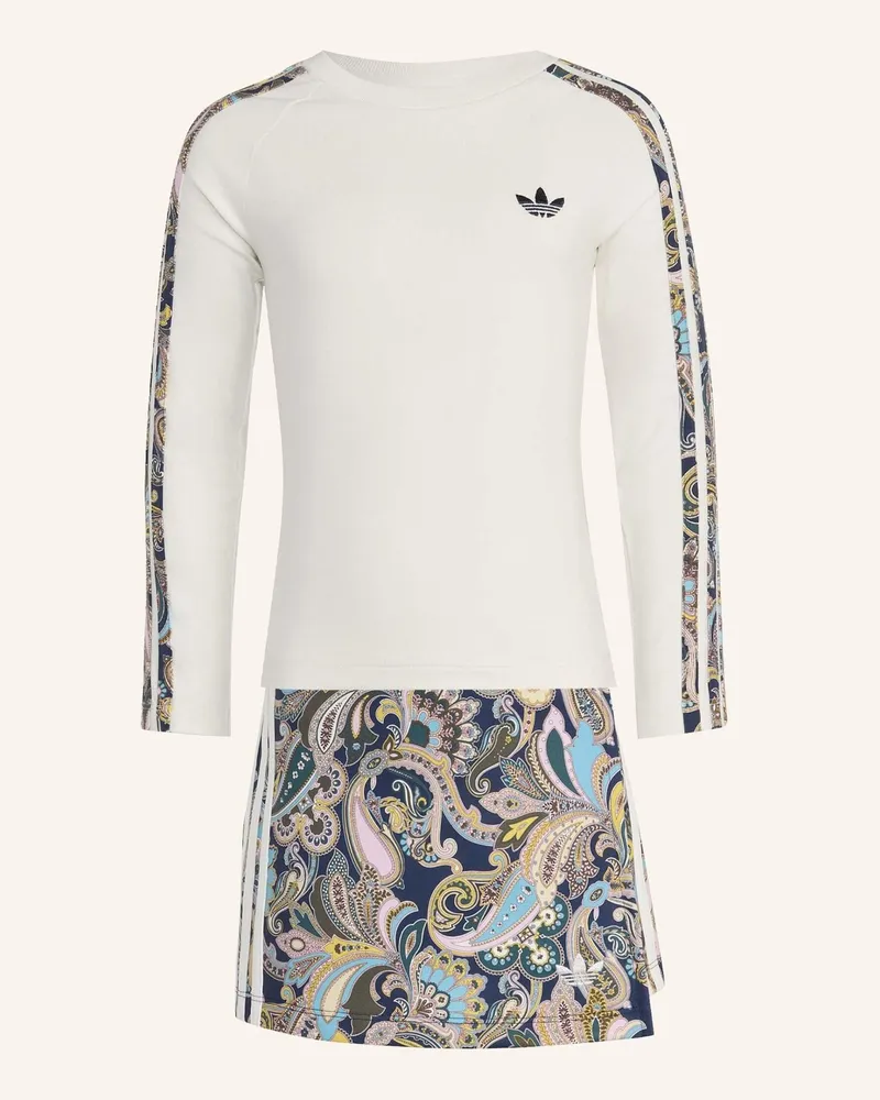 adidas Adidas Liberty London Set 3-Streifen Top, Langärmlig, Figurbetont / Skort, Wickeloptik weiss Weiss