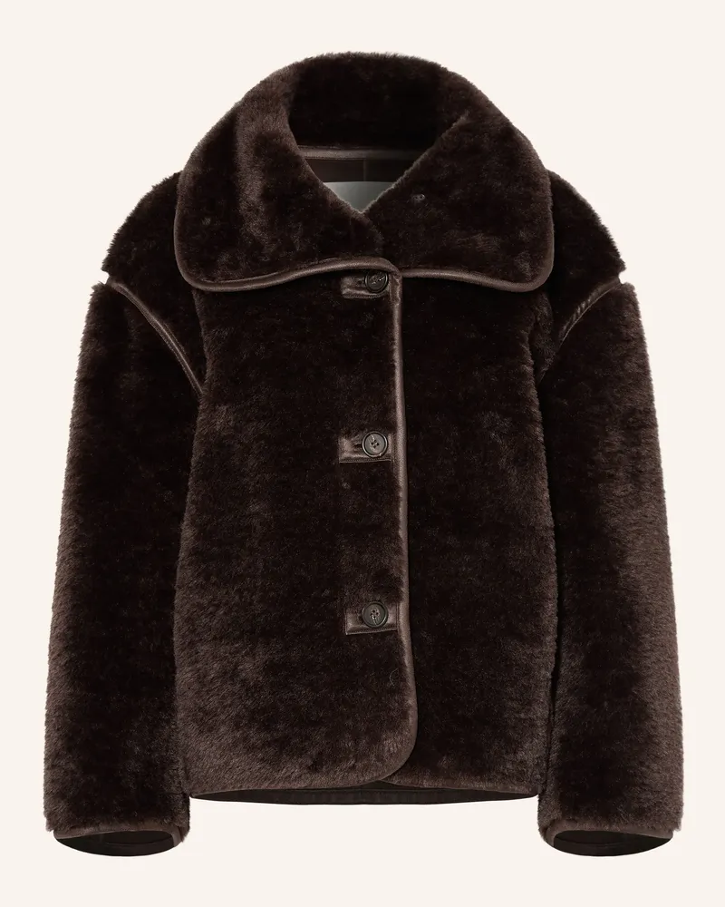 Arket Kunstfell-Jacke braun Dunkelbraun
