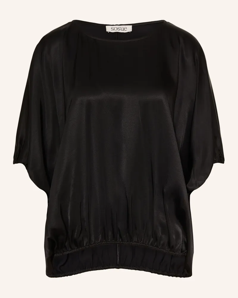 SoSUE Blusenshirt Aus Satin schwarz Schwarz