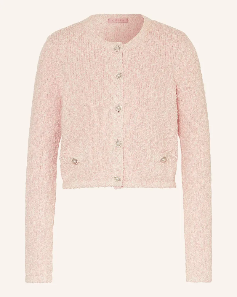 Guess Strickjacke DOROTHY mit Glitzergarn und Schmucksteinen Rosa