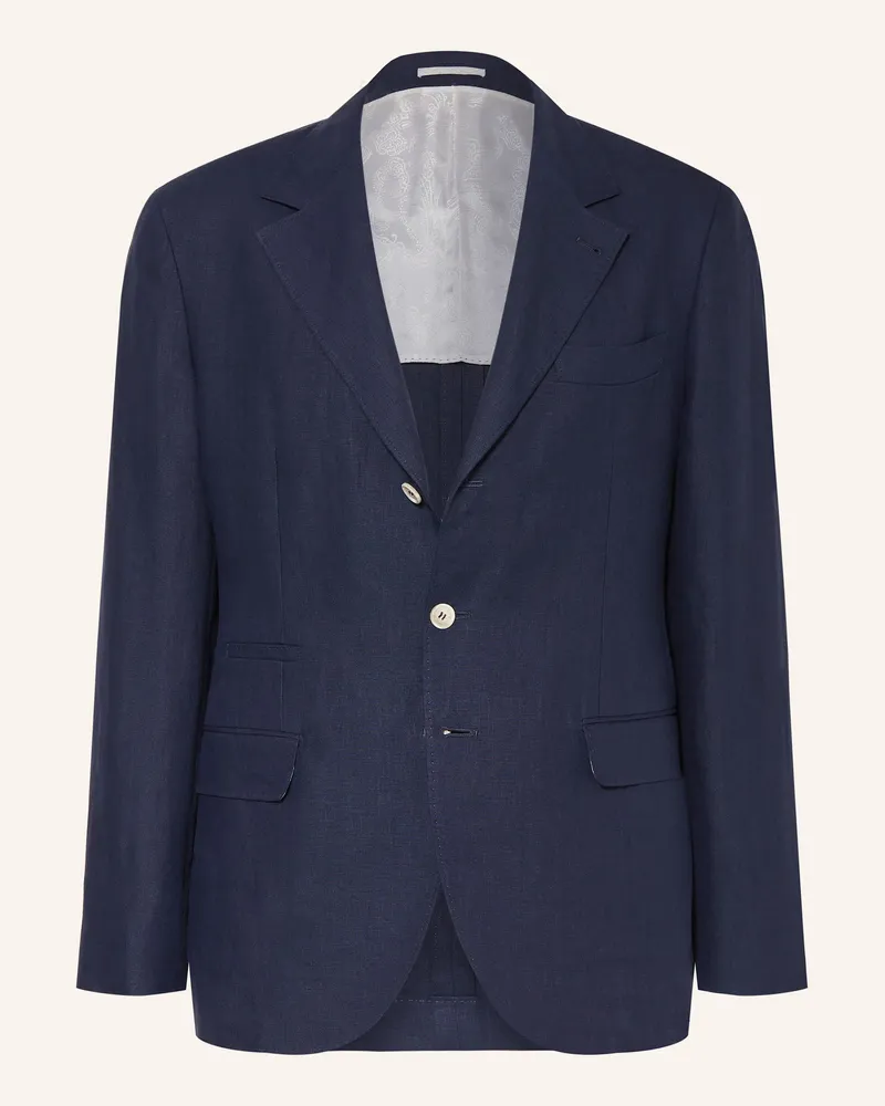 Brunello Cucinelli Leinen-Sakko Leisure Fit blau Dunkelblau
