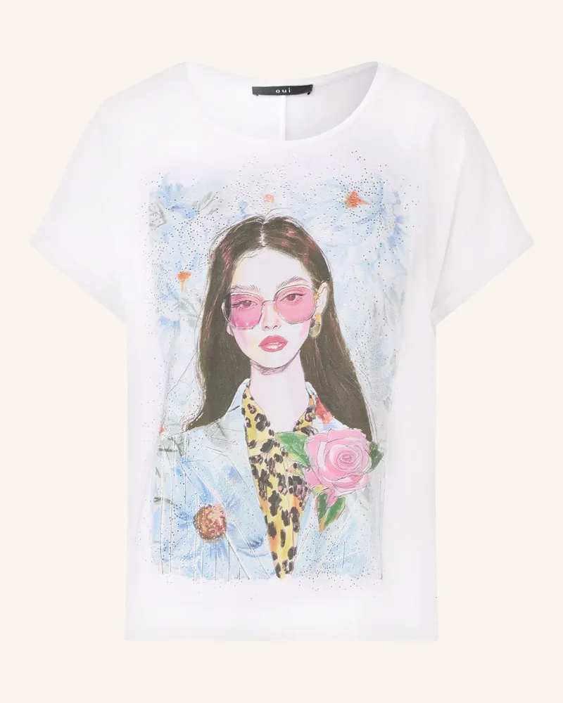 Oui  T-Shirt Mit Schmucksteinen weiss Weiss