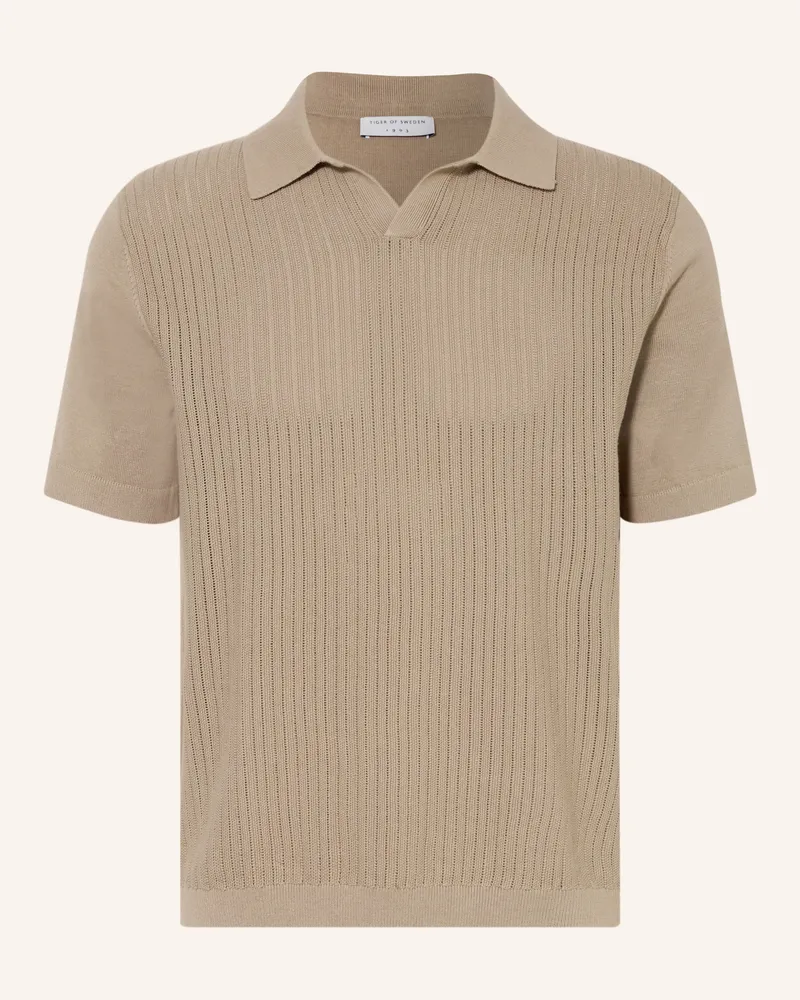 Tiger of Sweden Strick-Poloshirt Eoin beige Oliv