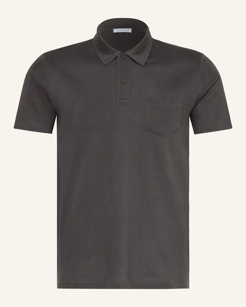 Sunspel Strick-Poloshirt Riviera grau Dunkelgrau