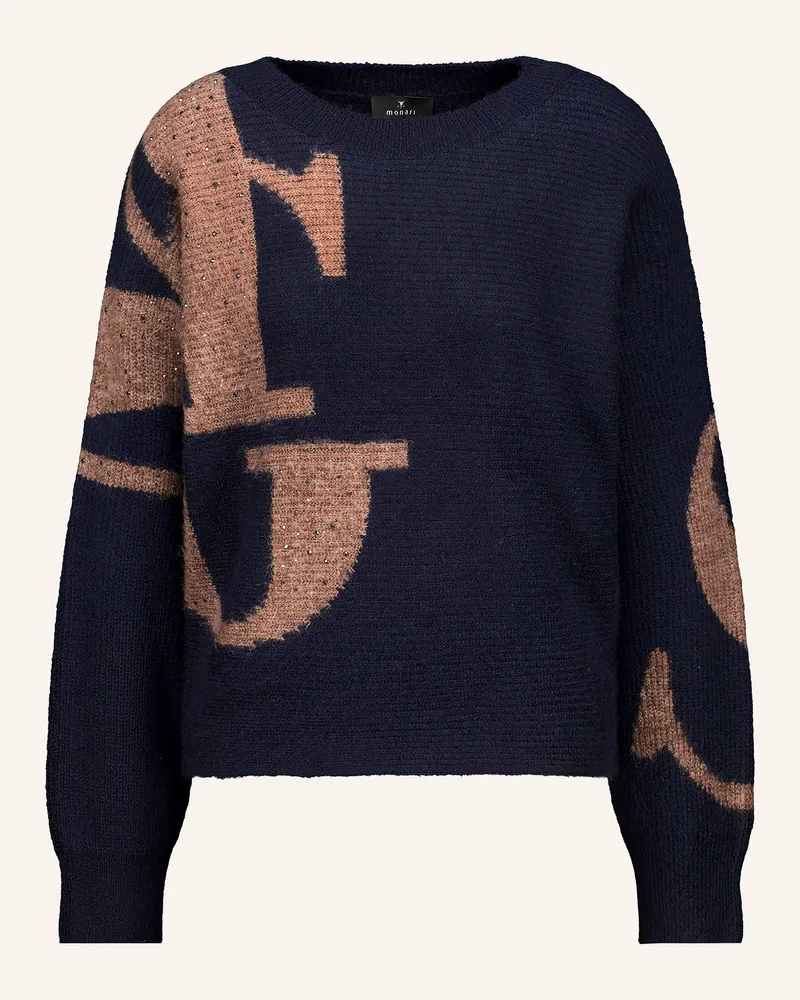 monari Pullover Mit Schmucksteinen blau Dunkelblau