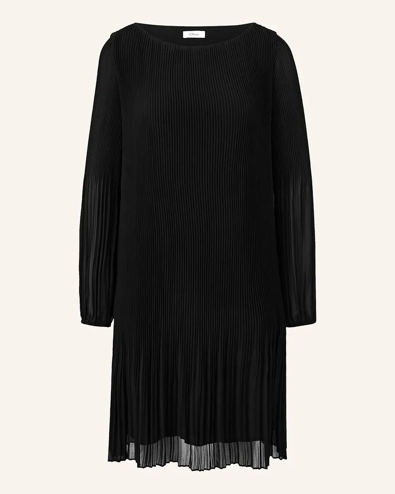 S.Oliver Plisseekleid Schwarz