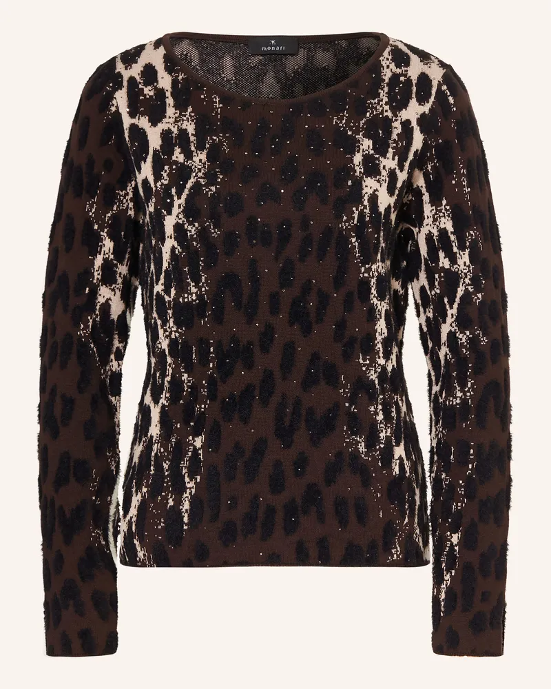 monari Pullover Mit Schmucksteinen braun Dunkelbraun