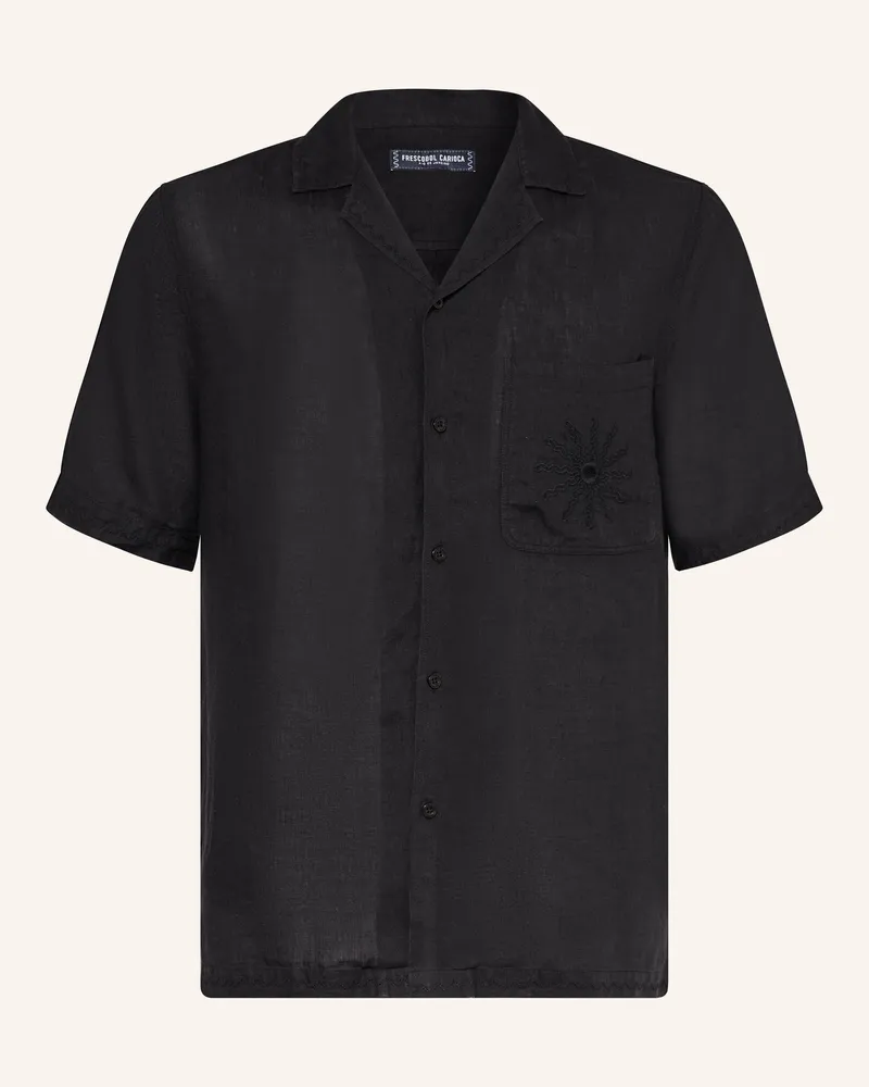 Frescobol Carioca Resorthemd ALVES Relaxed Fit aus Leinen Schwarz