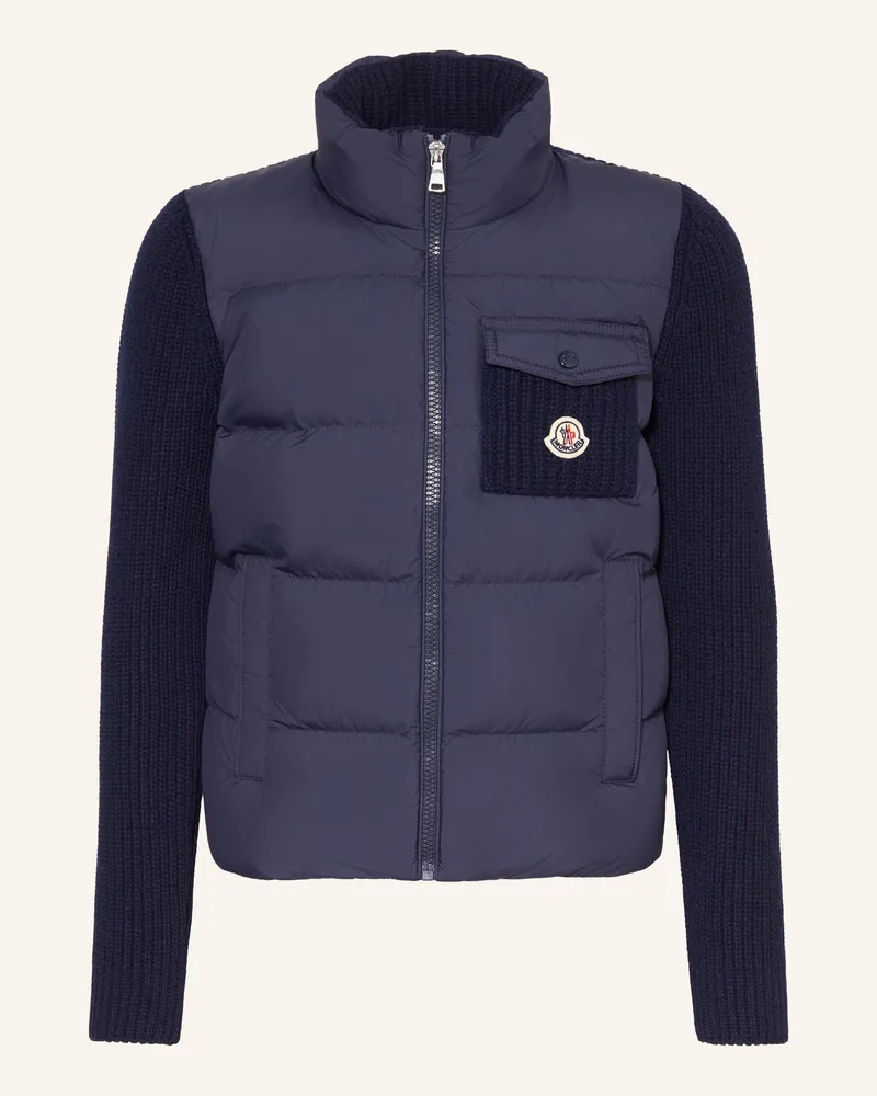 Moncler Daunenjacke Im Materialmix blau Dunkelblau