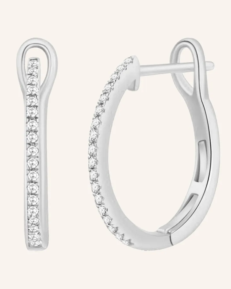 Leaf Creolen Circle S Aus 18 Karat Weißgold Mit Diamanten silber Weissgold