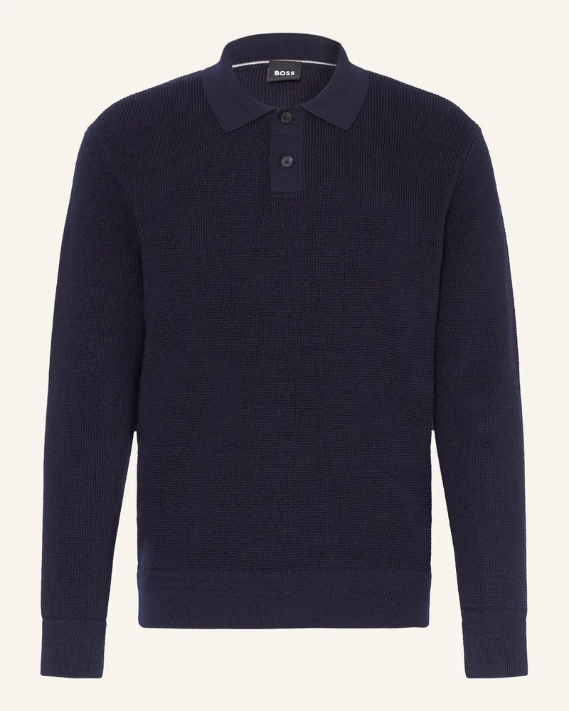 HUGO BOSS Strick-Poloshirt Ulio blau Dunkelblau
