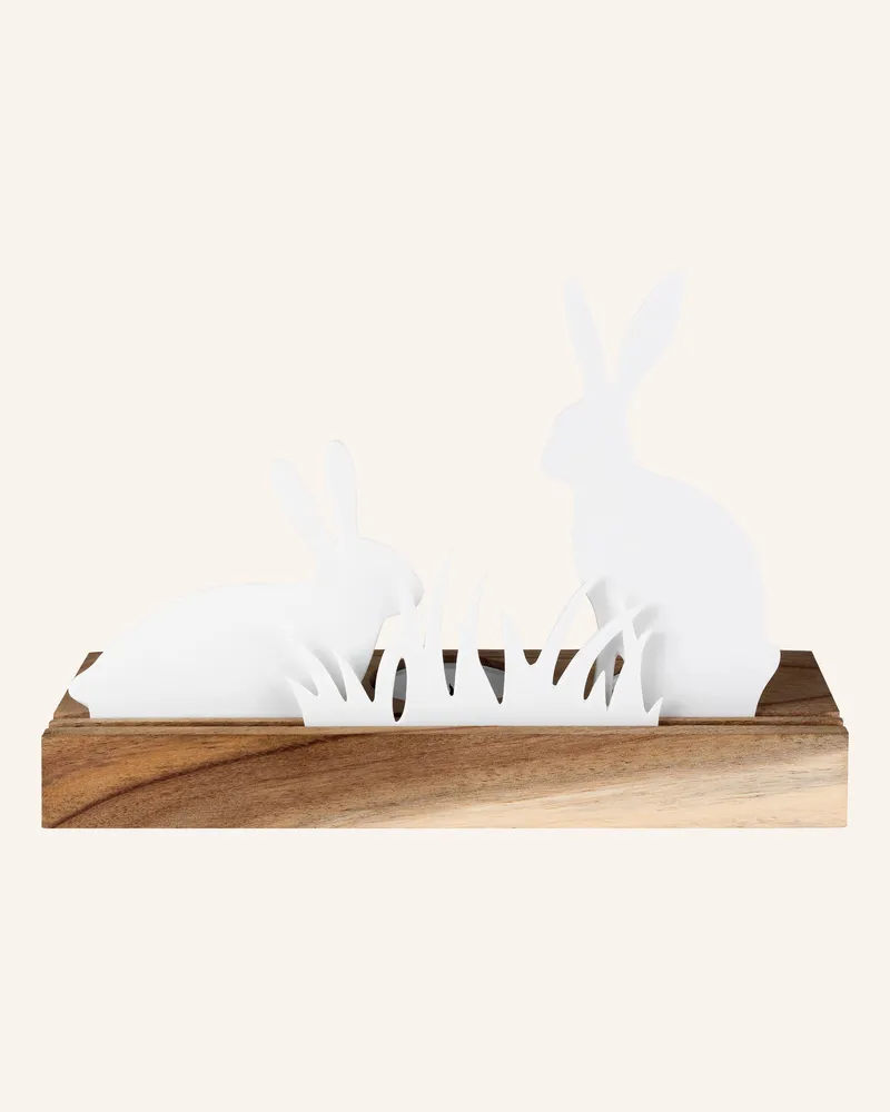 räder Teelichthalter Hasenwiese Mit Dekofiguren weiss Weiss