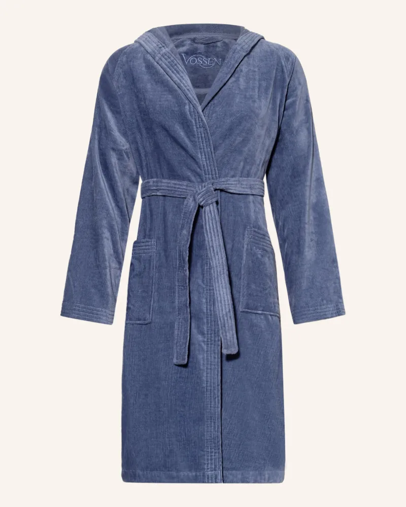 Vossen Unisex-Bademantel TEXAS mit Kapuze Blau
