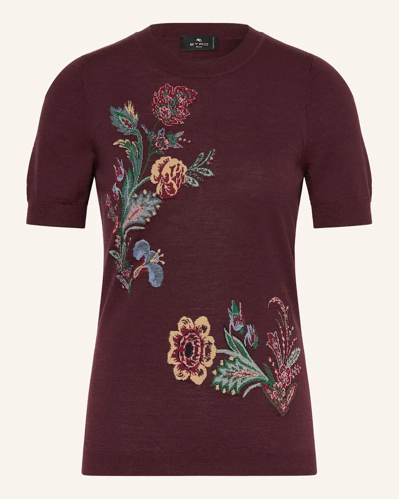 Etro Strickshirt mit Glitzergarn Dunkelrot