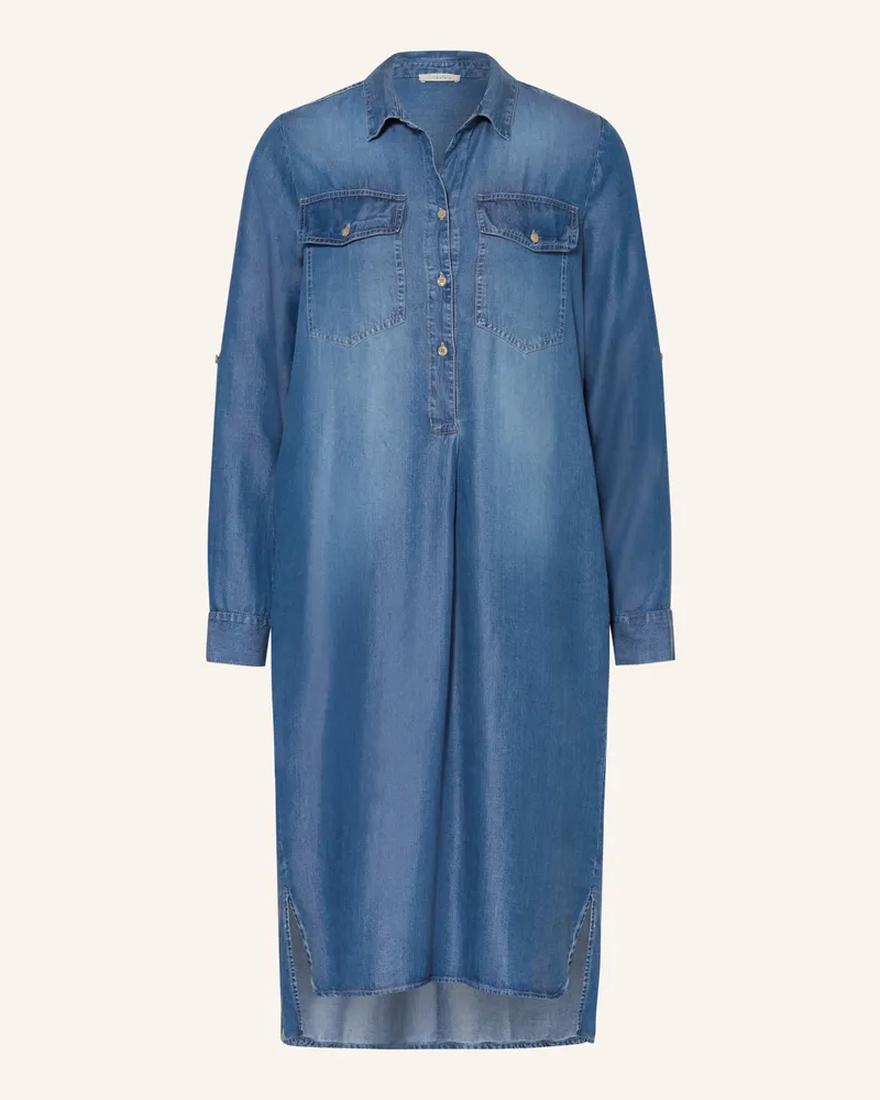 lilienfels Hemdblusenkleid in Jeansoptik Blau