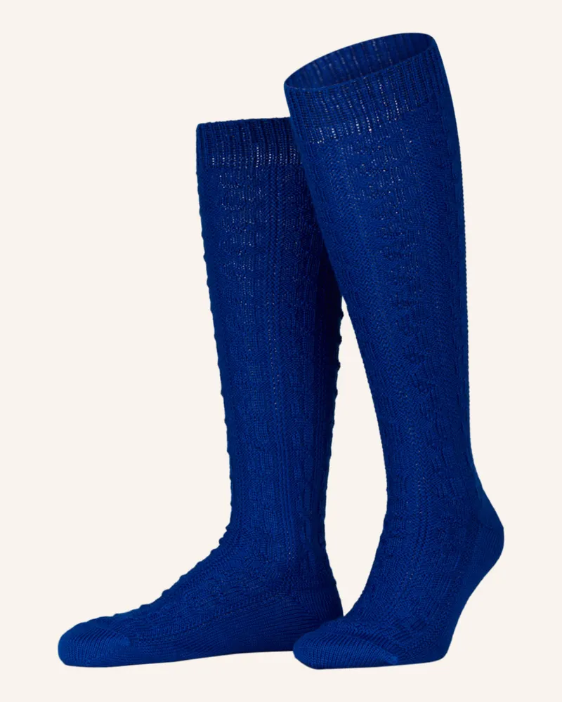 Lusana Trachten-Kniestrümpfe Blau