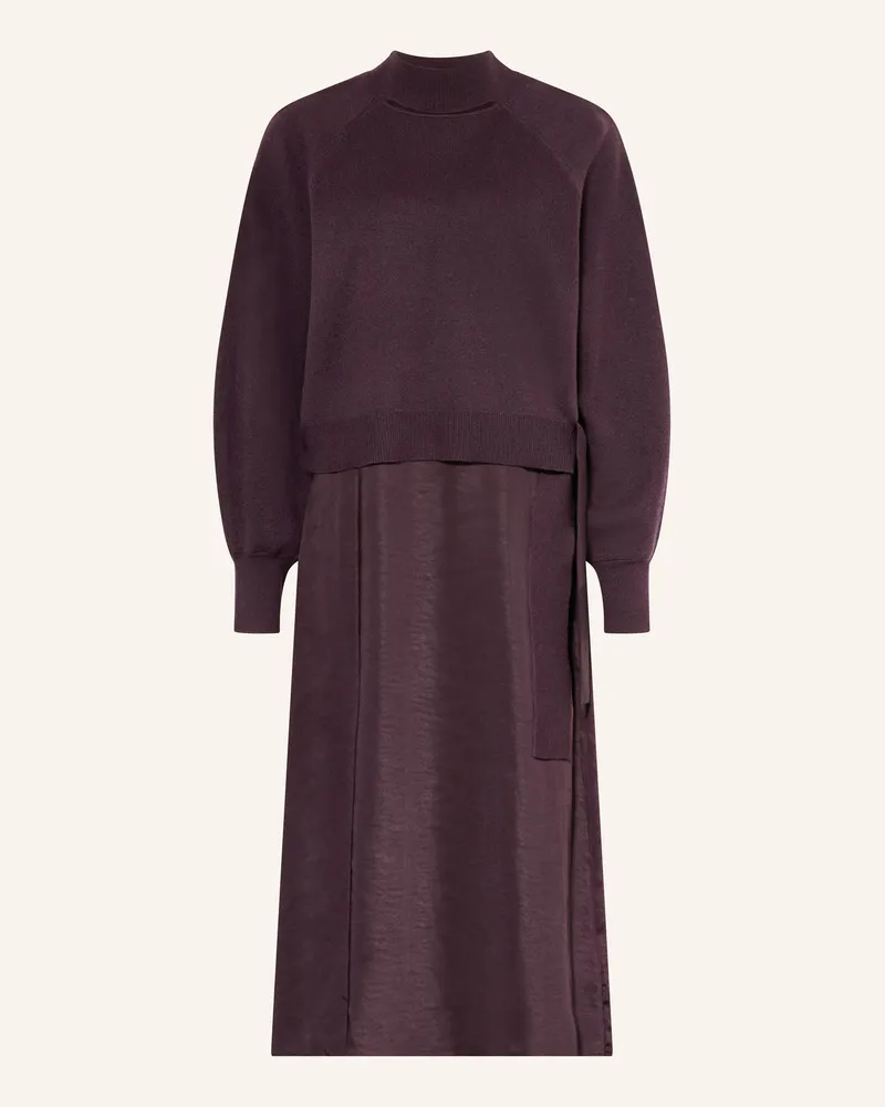 HUGO BOSS Set Flalina: Pullover Mit Cut-Out Und Satinkleid rot Dunkellila