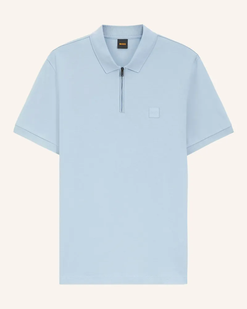 HUGO BOSS Piqué-Poloshirt Passerzip blau Blaugrau