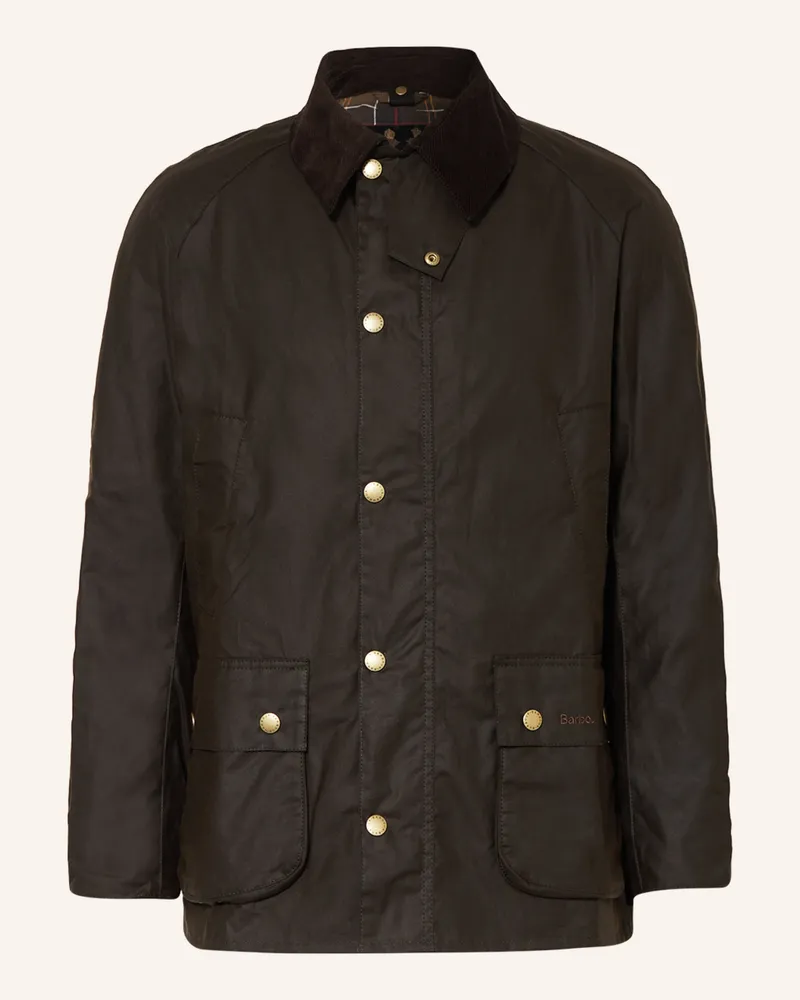 Barbour Fieldjacket Ashby Wax gruen Dunkelbraun