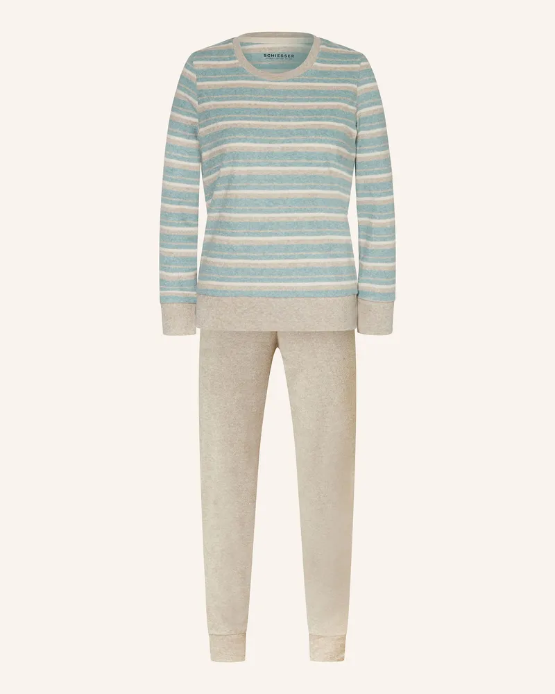 Schiesser Schlafanzug CASUAL ESSENTIALS aus Frottee Taupe