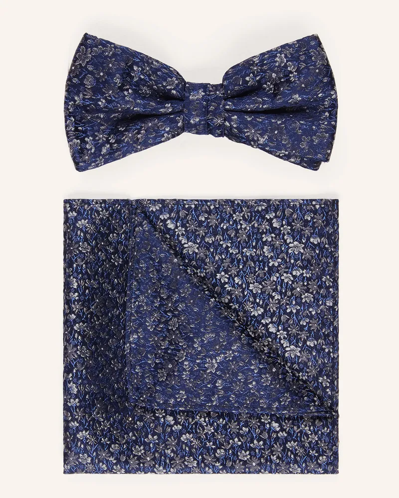 paul Set: Fliege Und Einstecktuch blau Dunkelblau