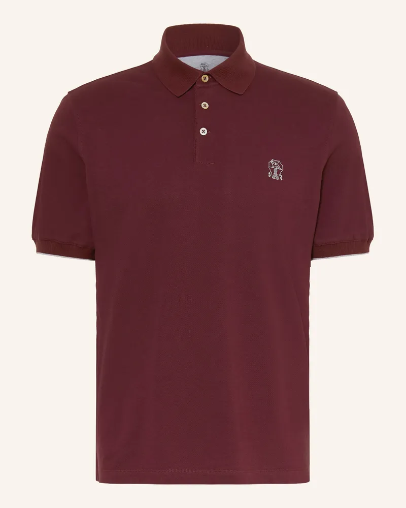 Brunello Cucinelli Piqué-Poloshirt rot Dunkelrot