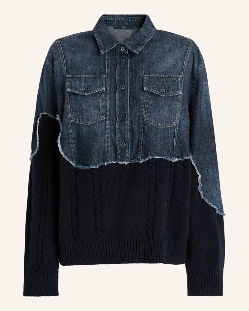 HIGH Pullover SAMPLER im Materialmix Blau