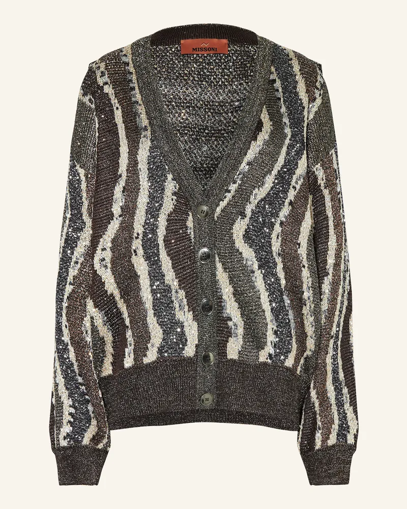 Missoni Strickjacke mit Pailletten und Glitzergarn Braun