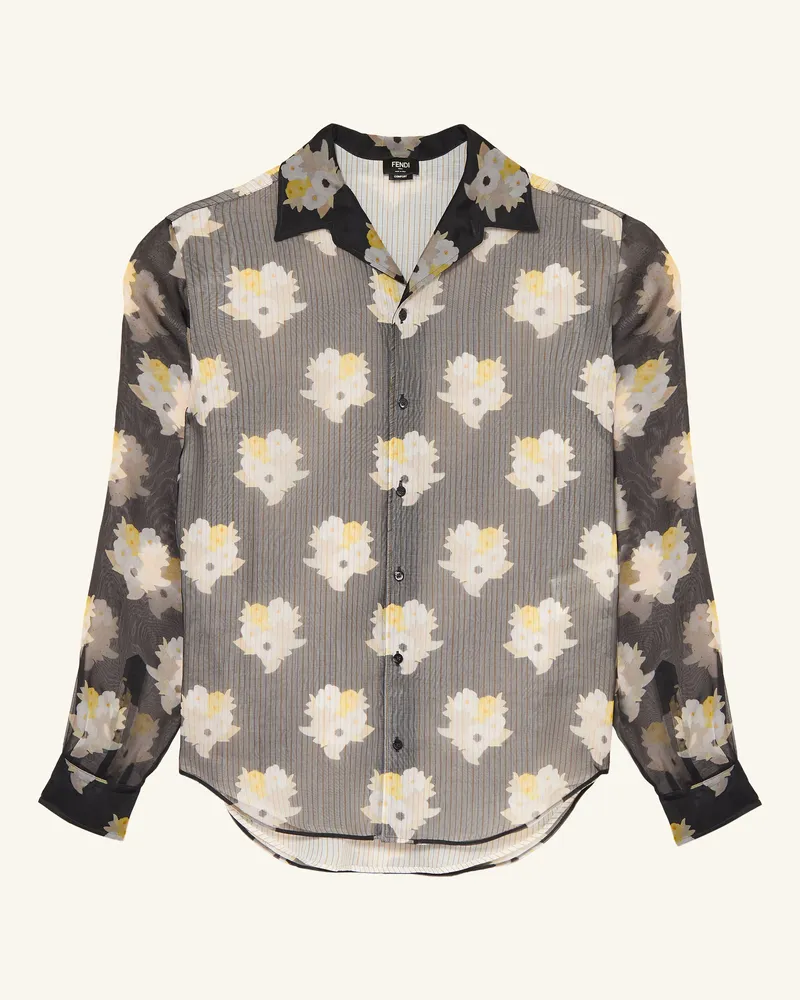 Fendi Seidenhemd Comfort Fit schwarz Schwarz