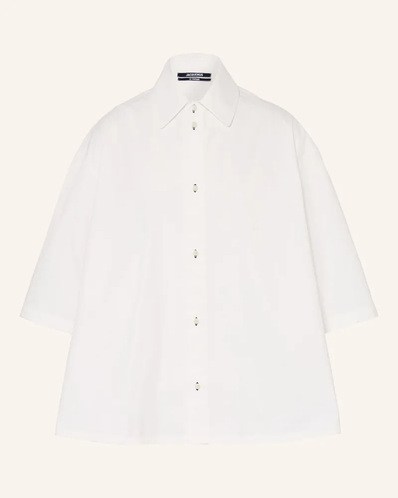 Jacquemus Hemd La Chemise Triangle Comfort Fit Mit 3/4-Arm weiss Weiss