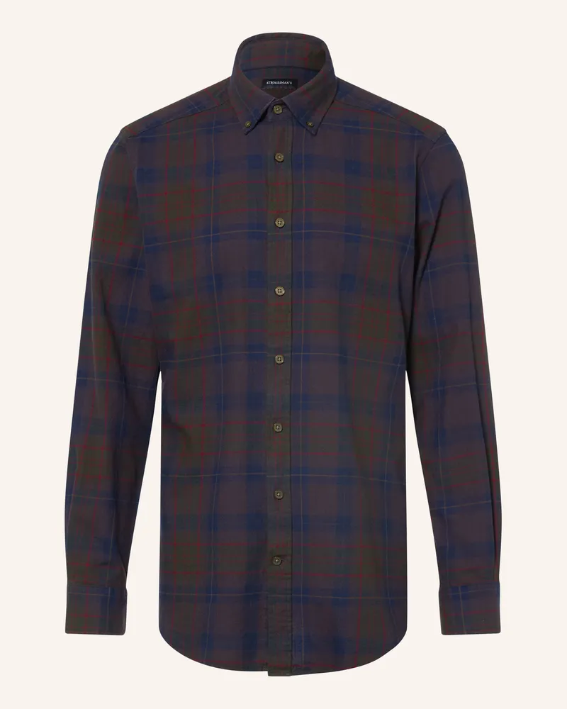 Strokesman's Flanellhemd Regular Fit gruen Oliv