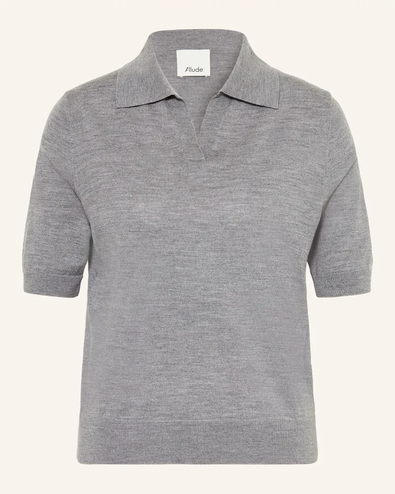 ALLUDE Strick-Poloshirt Grau