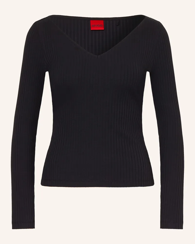 HUGO BOSS Longsleeve Dumille schwarz Schwarz