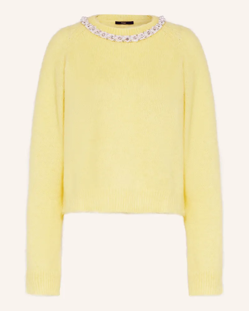Maje Pullover Mit Alpaka Und Schmuckperlen gelb Gelb
