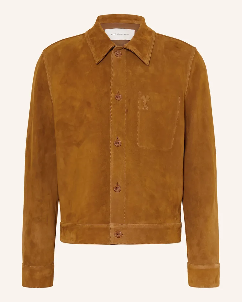 AMI Paris Lederjacke braun Cognac