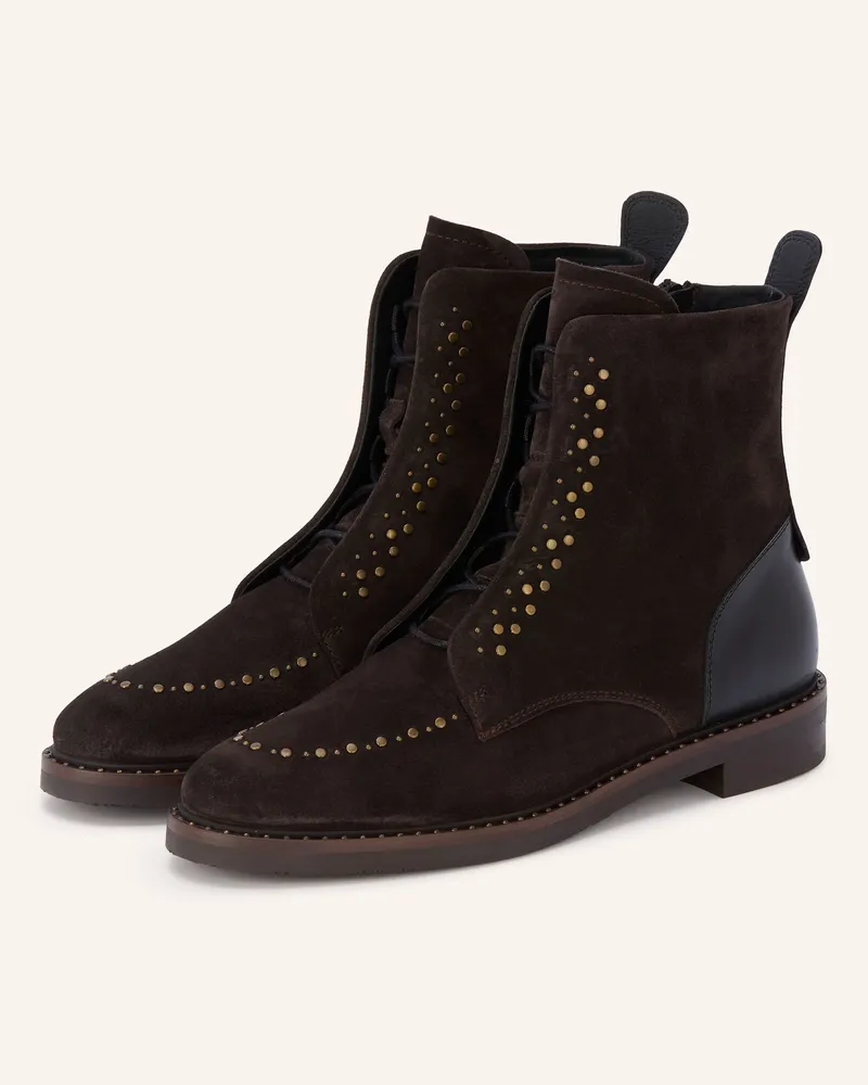 Pertini Schnürboots Mit Nieten braun Dunkelbraun