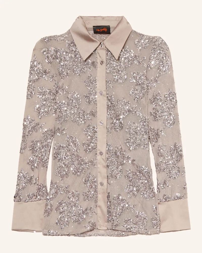 Miss Goodlife Hemdbluse Mit Pailletten beige Taupe