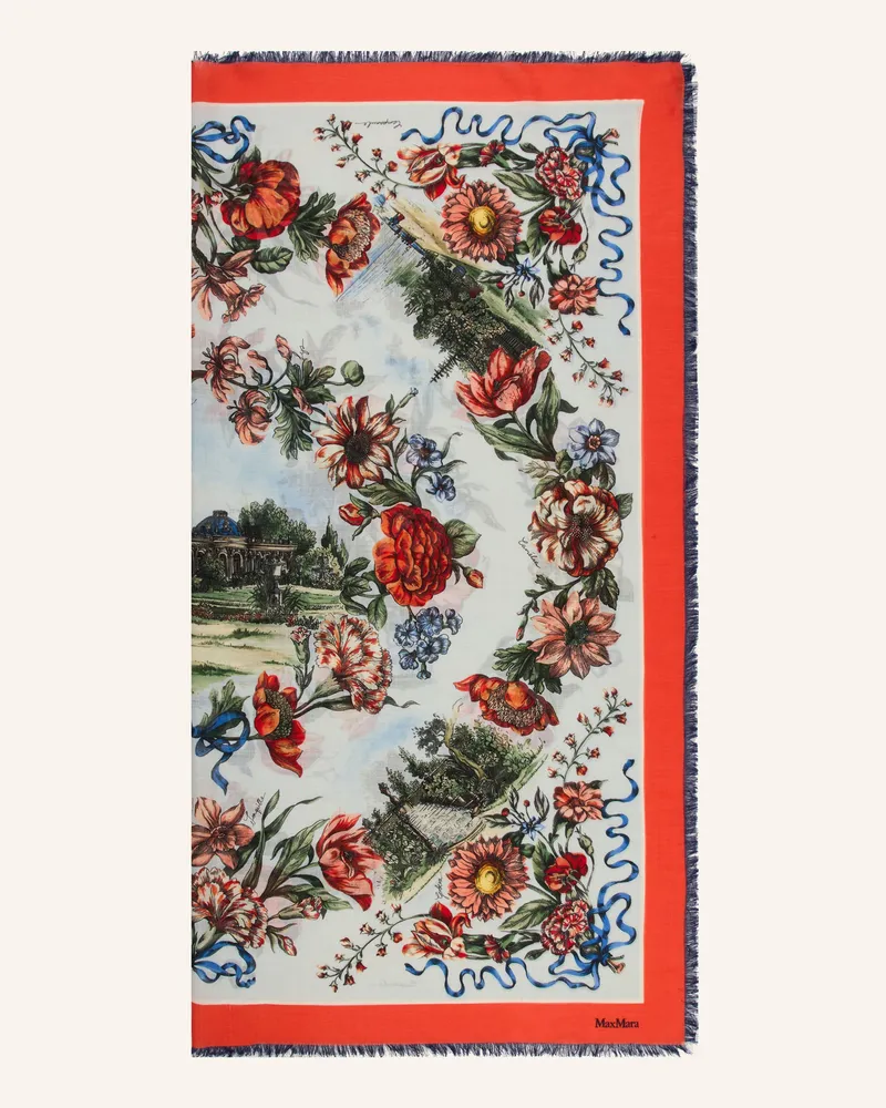 Max Mara Tuch Camice Mit Seide rot Hellblau