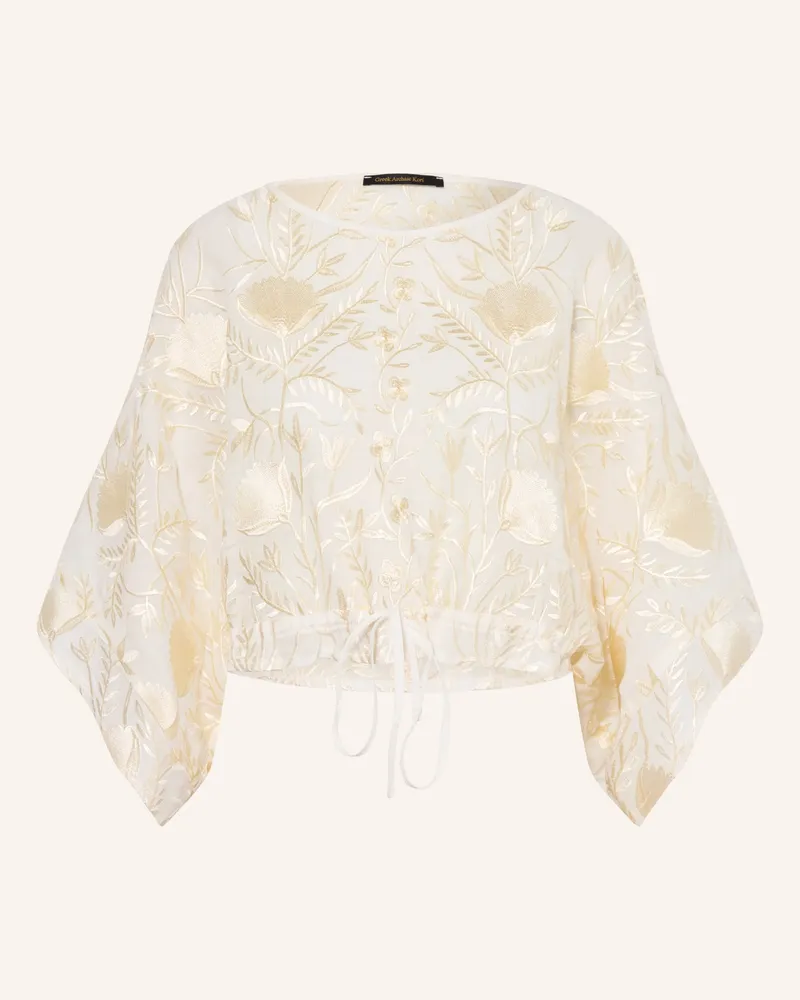 Greek Archaic Kori Cropped-Blusenshirt Blossom weiss Creme