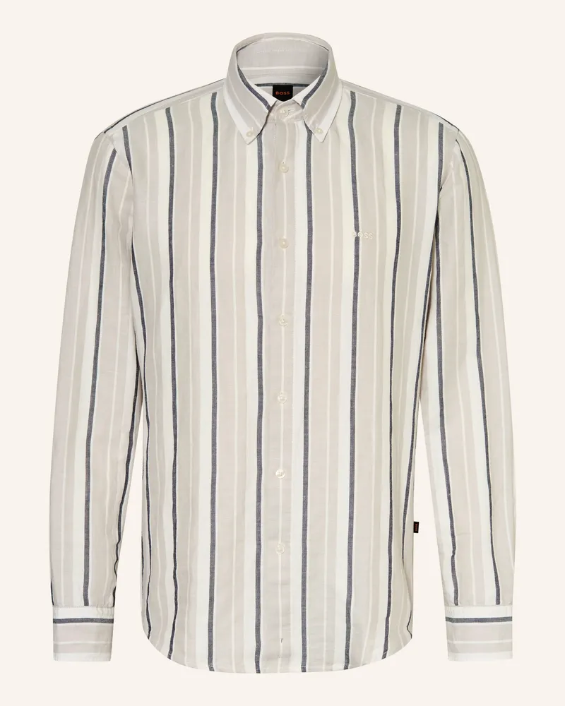 HUGO BOSS Hemd Ricoplus Regular Fit grau Weiss