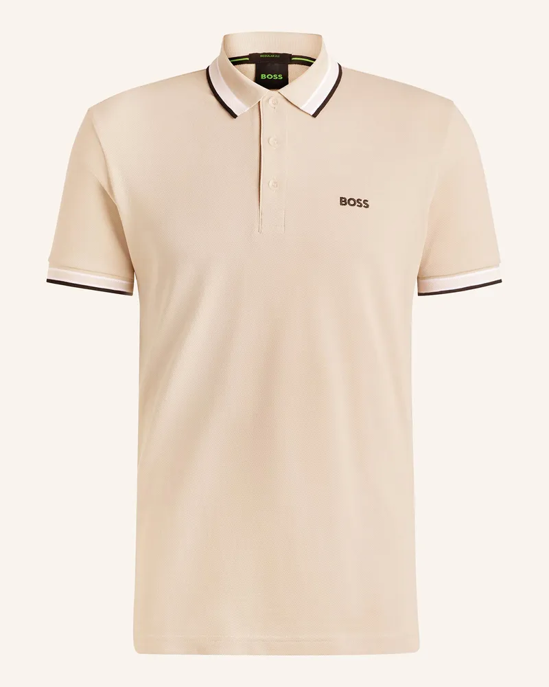 HUGO BOSS Piqué-Poloshirt PADDY CURVED Regular Fit Beige