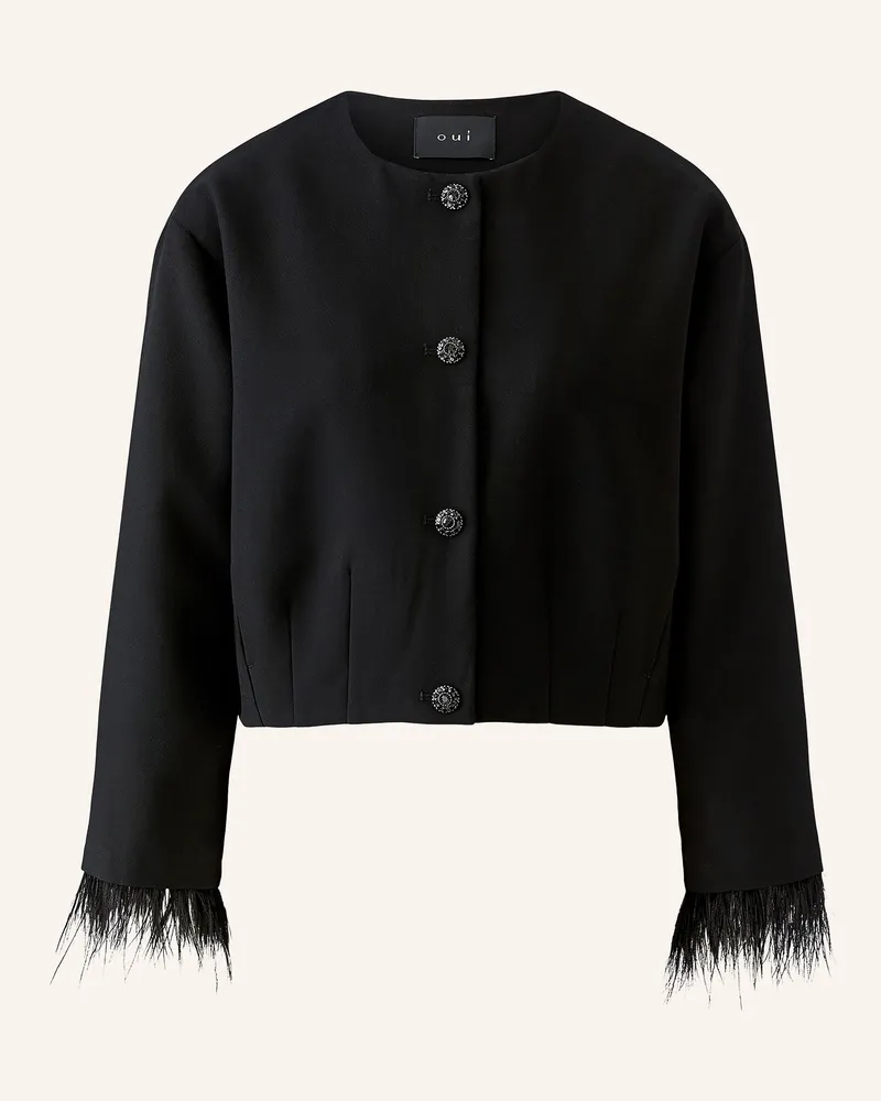 Oui  Kastenjacke Mit Schmucksteinen schwarz Schwarz