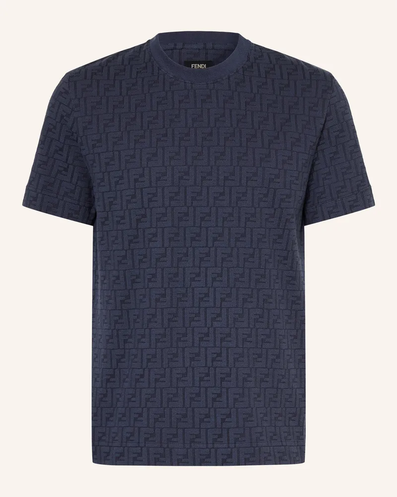 Fendi T-Shirt Aus Piqué blau Dunkelblau