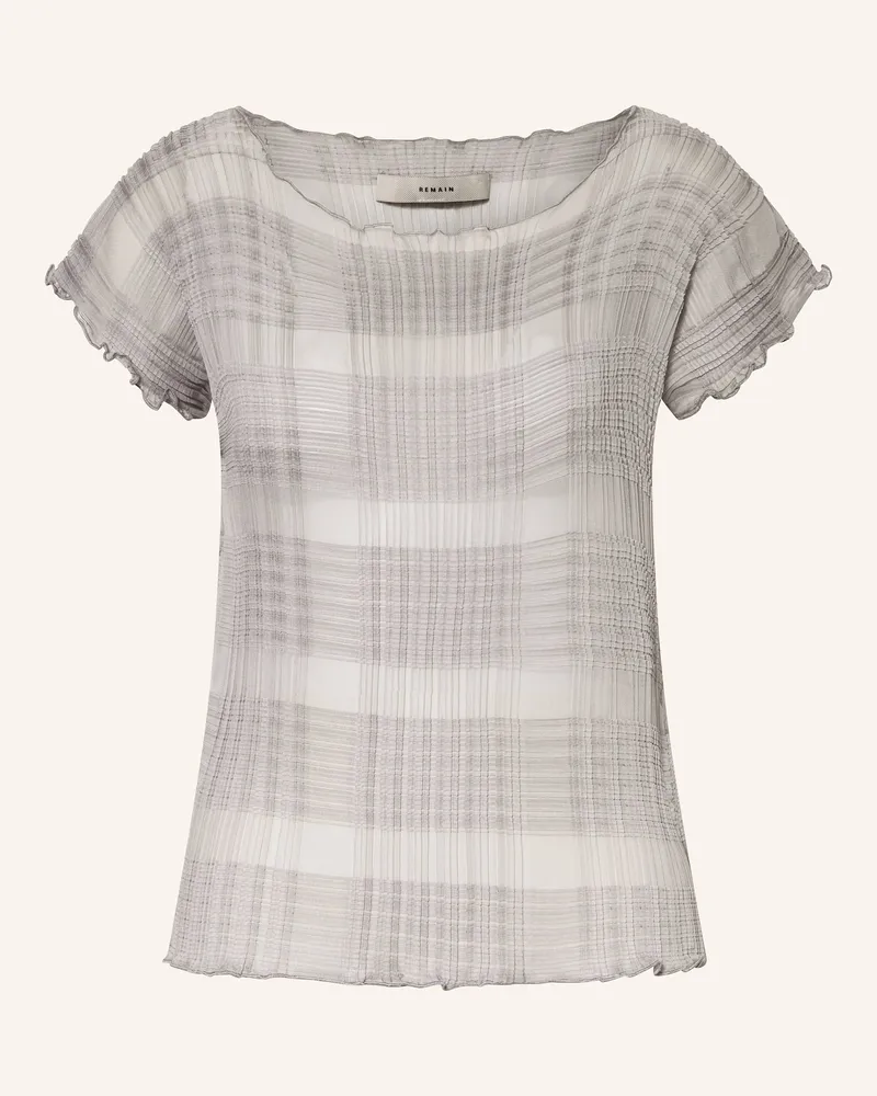 REMAIN T-Shirt mit Plissees und Rüschen Grau