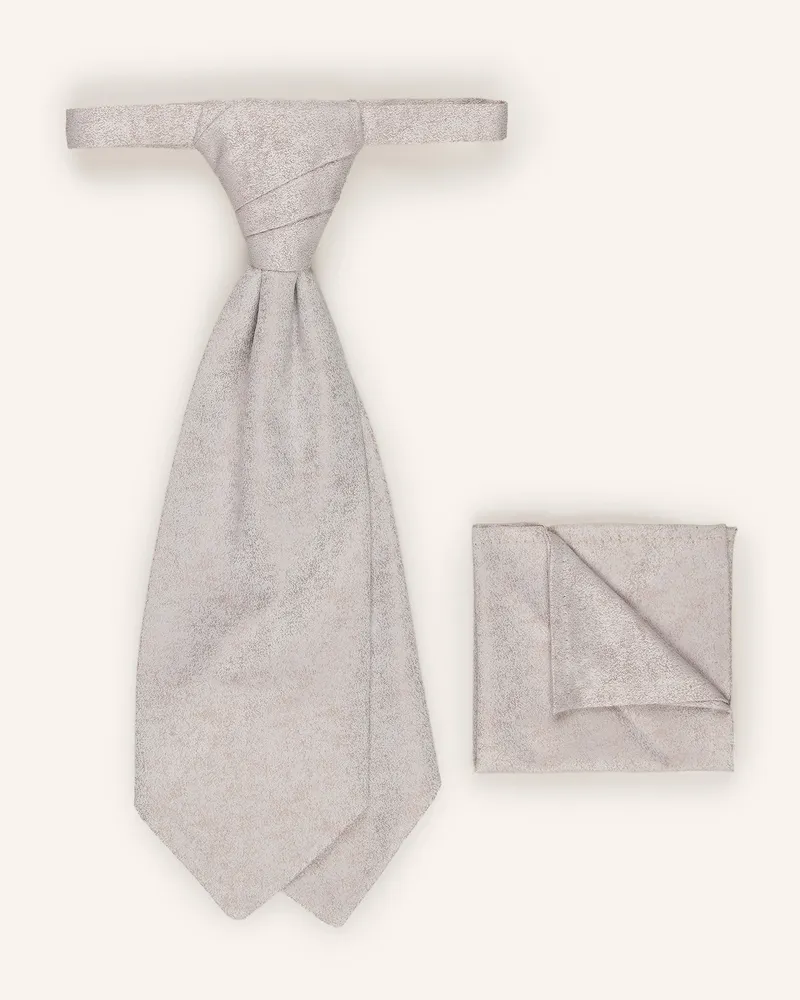 Wilvorst Set: Krawatte und Einstecktuch Beige