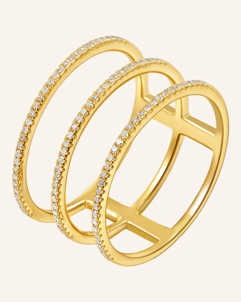 Leaf Ring TRIPLE aus 18 Karat Gelbgold mit Diamanten Gold