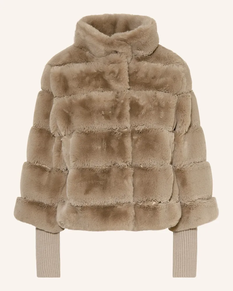 RINO & PELLE Kunstfell-Jacke Im Materialmix beige Taupe